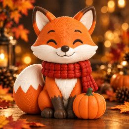 Herbst-Fuchs mit Kürbis als 3D-Druck | G-Print3D