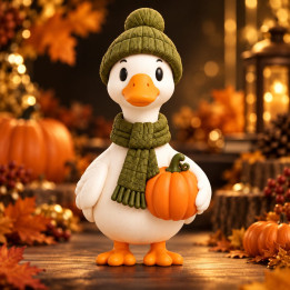 Herbst-Ente mit Mütze & Kürbis | G-Print3D