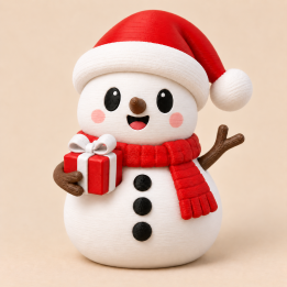 3D Schneemann mit Geschenk | Weihnachtsdeko | G-Print3D