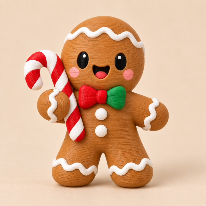 Lebkuchenmann mit Zuckerstange | 3D Druck Weihnachtsdeko | G-Print3D