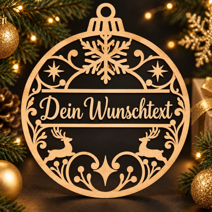 Personalisierte Weihnachtskugel Rentier & Schneeflocke | G-Print3D