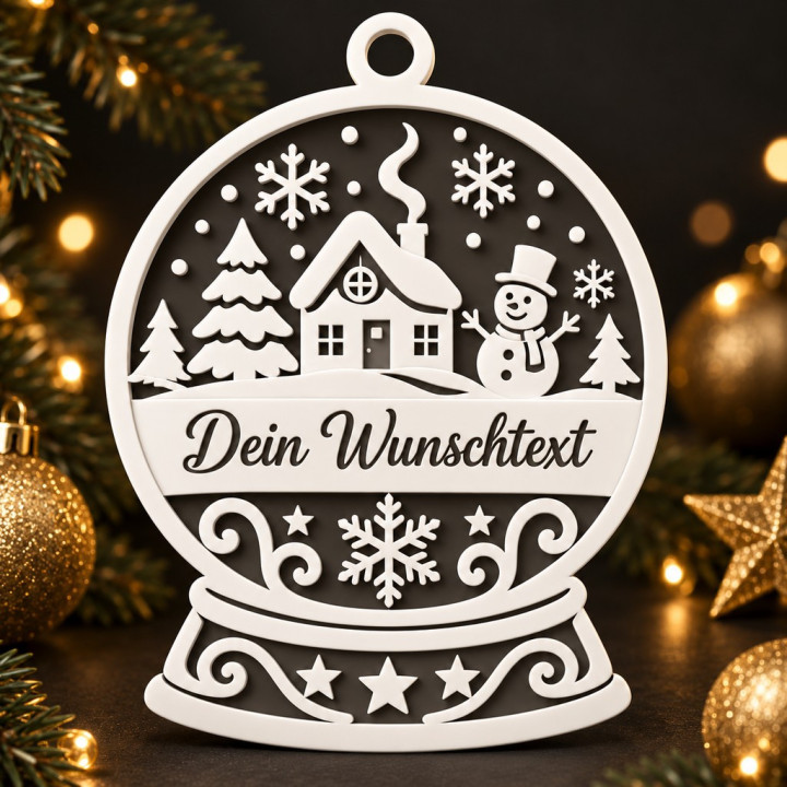 Personalisierte Schneekugel Schneemann & Winterhaus | G-Print3D