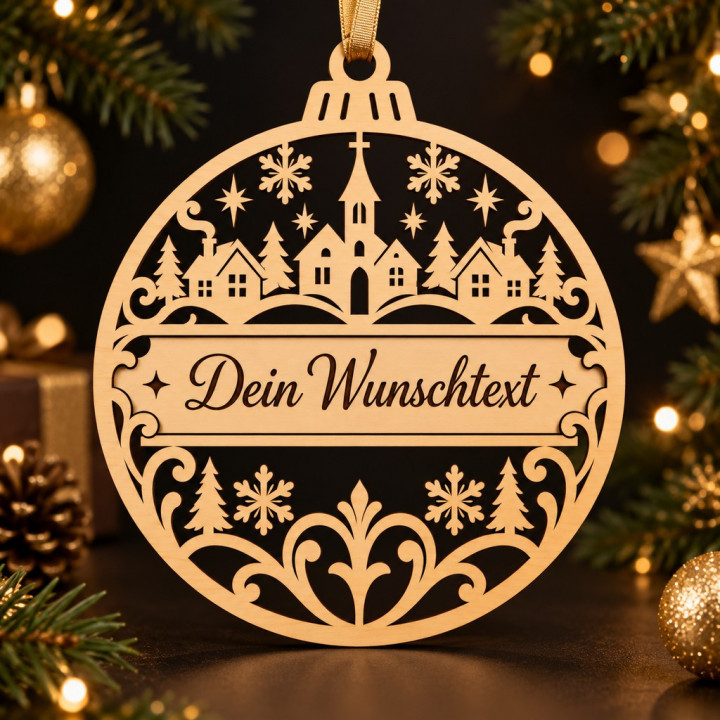 Personalisierte Weihnachtsschmuck Winterdorf / Kirche – 3D-Druck