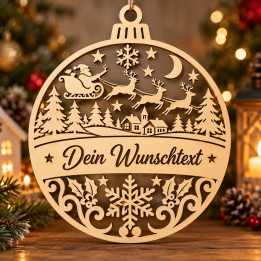 Personalisierte Christmas Kugel Santa, Schlitten & Rentiere | G-Print3D