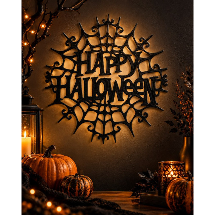 Happy Halloween Deko im Spinnennetz Design | 3D-Druck | G-Print3D
